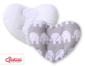 Double-sided Baby head support pillow- Elephants grey